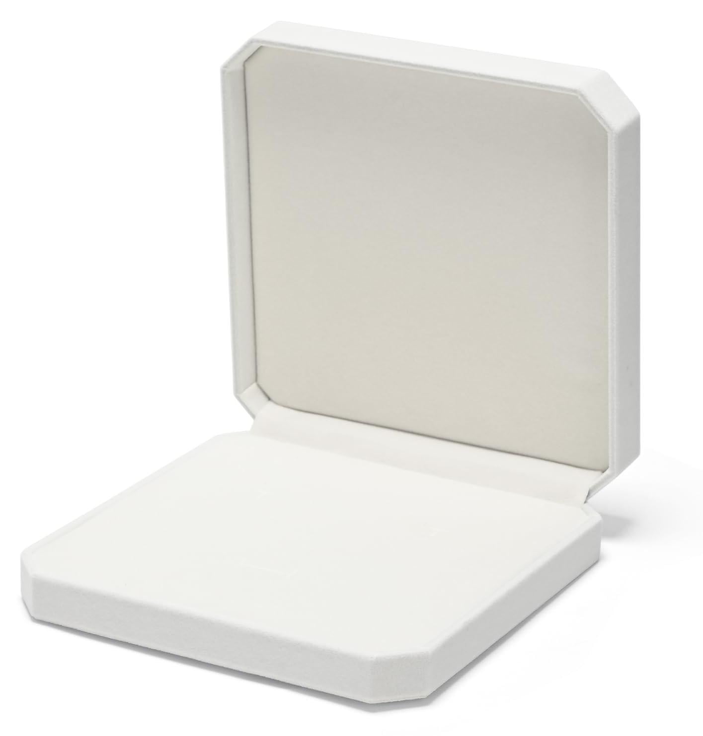Witte fluwelen opbergdoos voor kettingen en lange sieraden