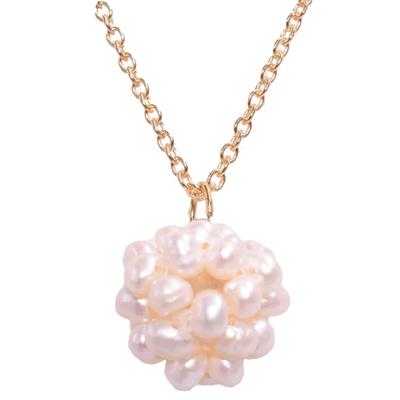 Kette mit Anhänger FIRETTI "Schmuck Geschenk Perlen", gold (gelbgoldfarben, weiß), Halsketten, Damen, Messing Perlen, L: 50, Messing, Perlen, Made in Germany - mit Naturperle