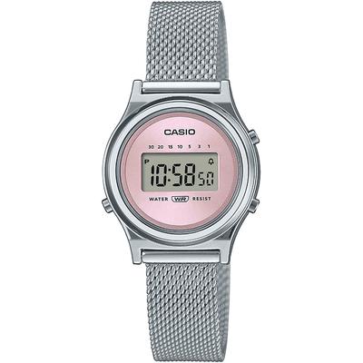 Chronograph CASIO VINTAGE, silber (edelstahlfarben, rosa), Armbanduhren, Damen, Chronograph, Quarzuhr, Armbanduhr, Damenuhr, Edelstahlarmband,digital,Stoppfunktion