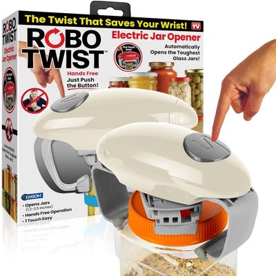 As Seen on TV Robo Twist Electric Jar Opener Automatic Hands-Free Kitchen Gadget, Cream