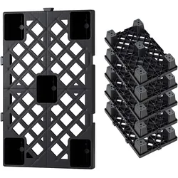 VEVOR 6x Kunststoffpaletten 500x305x100 mm, Nestbare Leichtpaletten mit 1000 kg/m2 Statischer Traglast, Industriepaletten mit Gitterstruktur Schnappverbindung, Bodenpaletten für Lager Garage Supermarkt