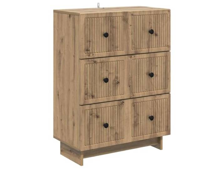 KDVXBCQJH Schubladenschrank Artisan-Eiche 66x34,5x90 cm Holzwerkstoff Stilvolle Kommode mit 3 Schubladen und schwarzen Metallgriffen für Flur und Wohnzimmer. Bietet Ordnung auf engem Raum.