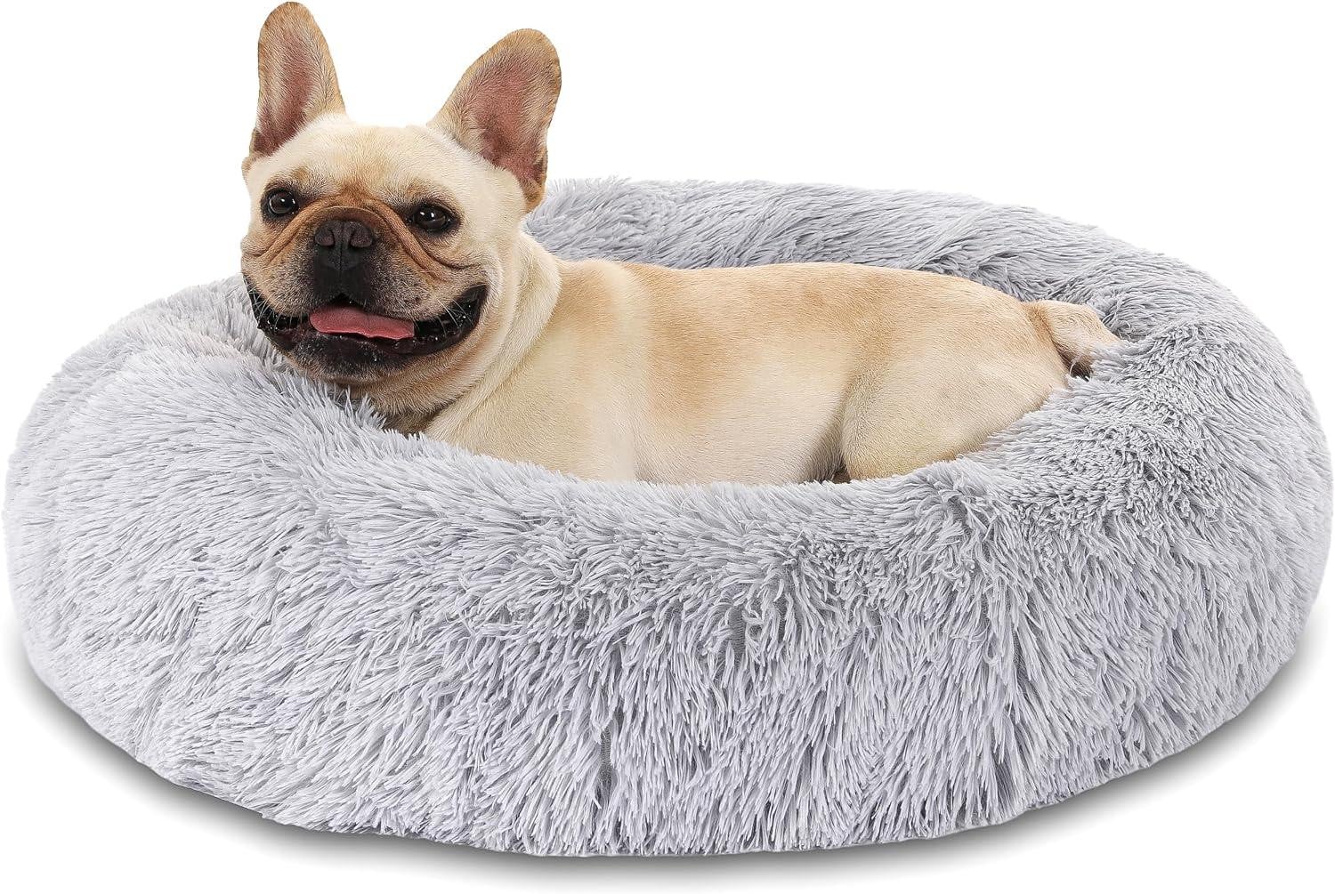 Merkloos Kalmerend Hondenbed en Kattenbed - Rond Puppybed van Zacht Pluche - Diameter: 40 cm