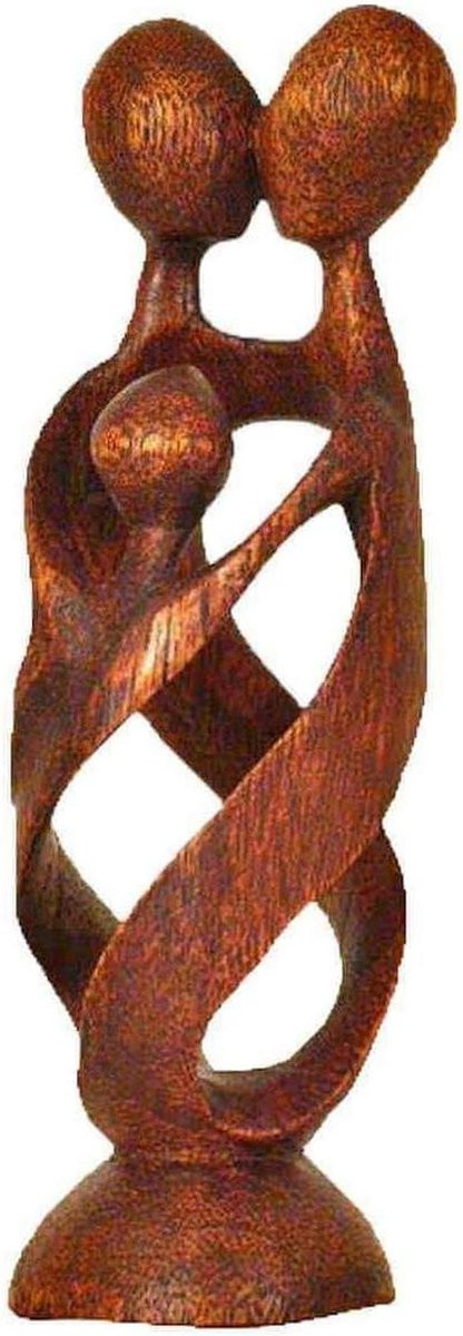 Handgesneden abstract houten sculptuur van suarhout in bruin, Hoogte: 20 cm