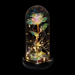 Relaxdays Ewige Rose im Glas Gold,Schwarz,Transparent