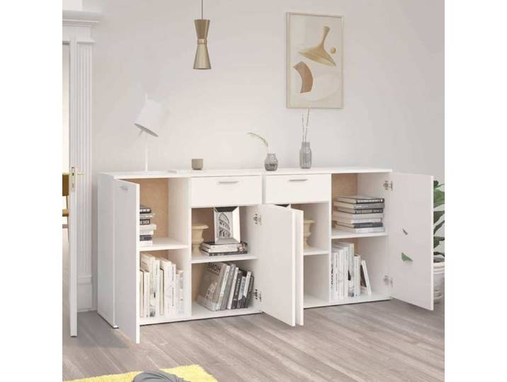 Soldes d'automne Enfilade de rangement Blanc - Buffet bas Blanc - 160x36x75cm - Bois d'ingénierie 784 937553714202