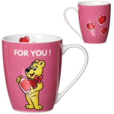 Becher RITZENHOFF & BREKER "HARIBO For you, 360 ml", pink, B:13cm H:10cm Ø:9cm, Porzellan, Trinkgefäße, Becher, spülmaschinenfest