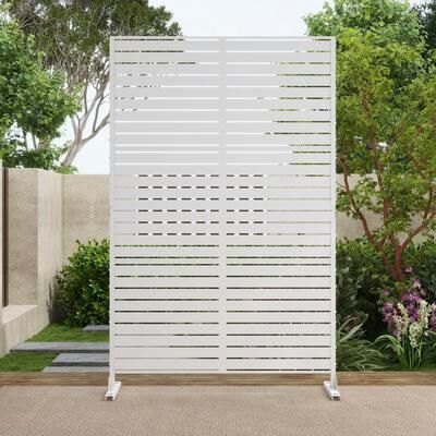 Lumibee Outdoor 75'' x 47'' Metal Privacy Screen Fence Panel Line Pattern