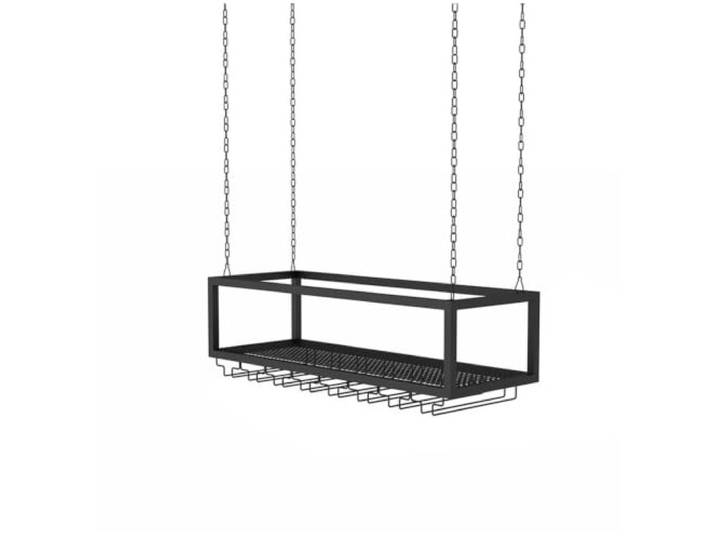 Kettenförmiges Weinregal für Aufhängen an der Decke mit Rand Schwimmender Weinflaschenhalter aus Eisen für Zuhause, Bar, Esszimmer, Küche(Black,80x25cm)