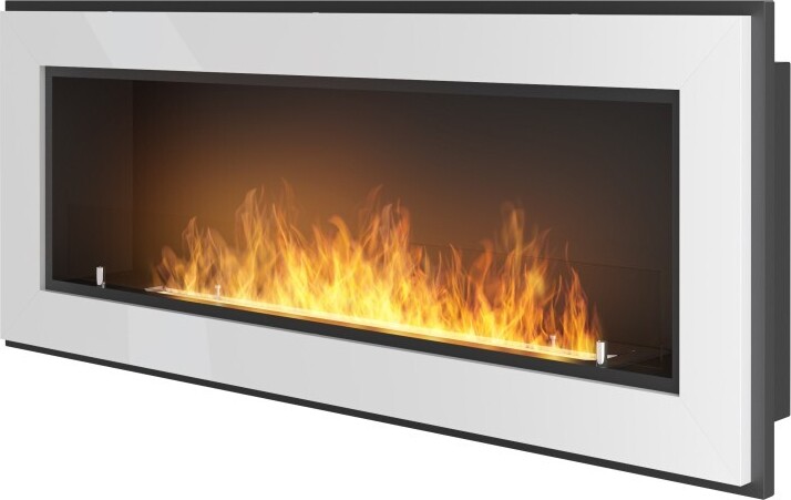 Frame 1200 SimpleFire Einbau-Bioethanolkamin in Weiß mit Glas