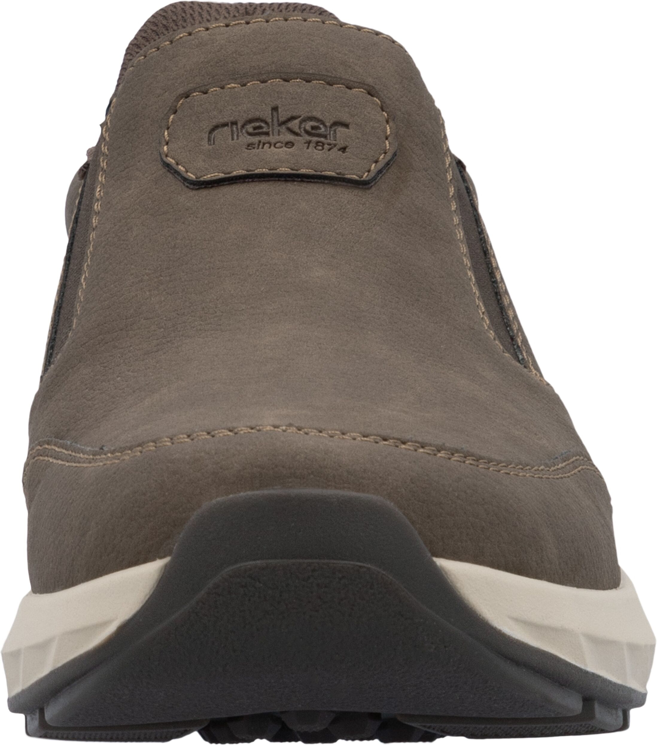 Slipper RIEKER, Herren, Gr. 41, Textil, braun, Lederimitat, unifarben, Schuhe Slipper, Schlupfschuh, Halbschuh, Slip-on Sneaker mit Ziernähte