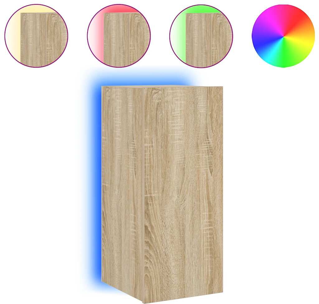 vidaXL Móvel de parede p/ TV c/ luzes LED 30,5x35x70cm carvalho sonoma Marrón