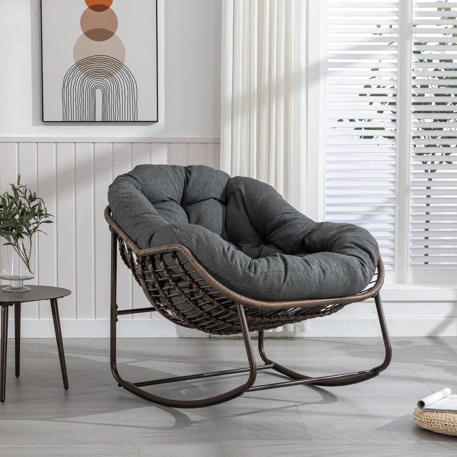 Schaukelstuhl - Ohrensessel - Relaxstuhl - Schaukelstuhl für das Babyzimmer - Nachhaltiges, synthetisches Rattan