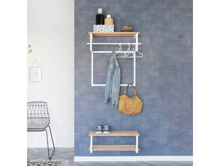 home24 Wandgarderobe Rizzoli - 76 cm 76 x 76 x 34cm wit/eikenhout/wit