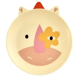 RICE Melamin Kinderteller mit Tiermotiv Matt, Ø 19,5 cm, Höhe 2 cm, Einhorn