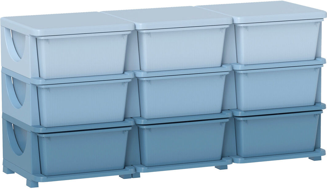 Zoomie Kids HOMCOM Kids Storage Units with Drawers 3 Tier Chest Dresser Tower Blue 56.5;56.5cm H X 113cm W X 37cm D
