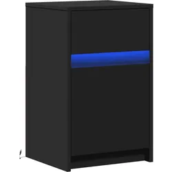 vidaXL Nachttisch mit LED-Leuchten Schwarz Holzwerkstoff