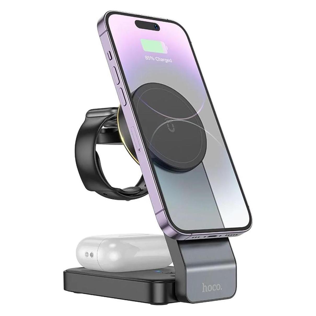 Hoco Wireless Charger CQ3 3in1, 15W, 1.67A, schwarz (15 W) (602334)