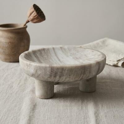Gild Pythia - Decorative Beige Marble Bowl - Centerpiece Accent