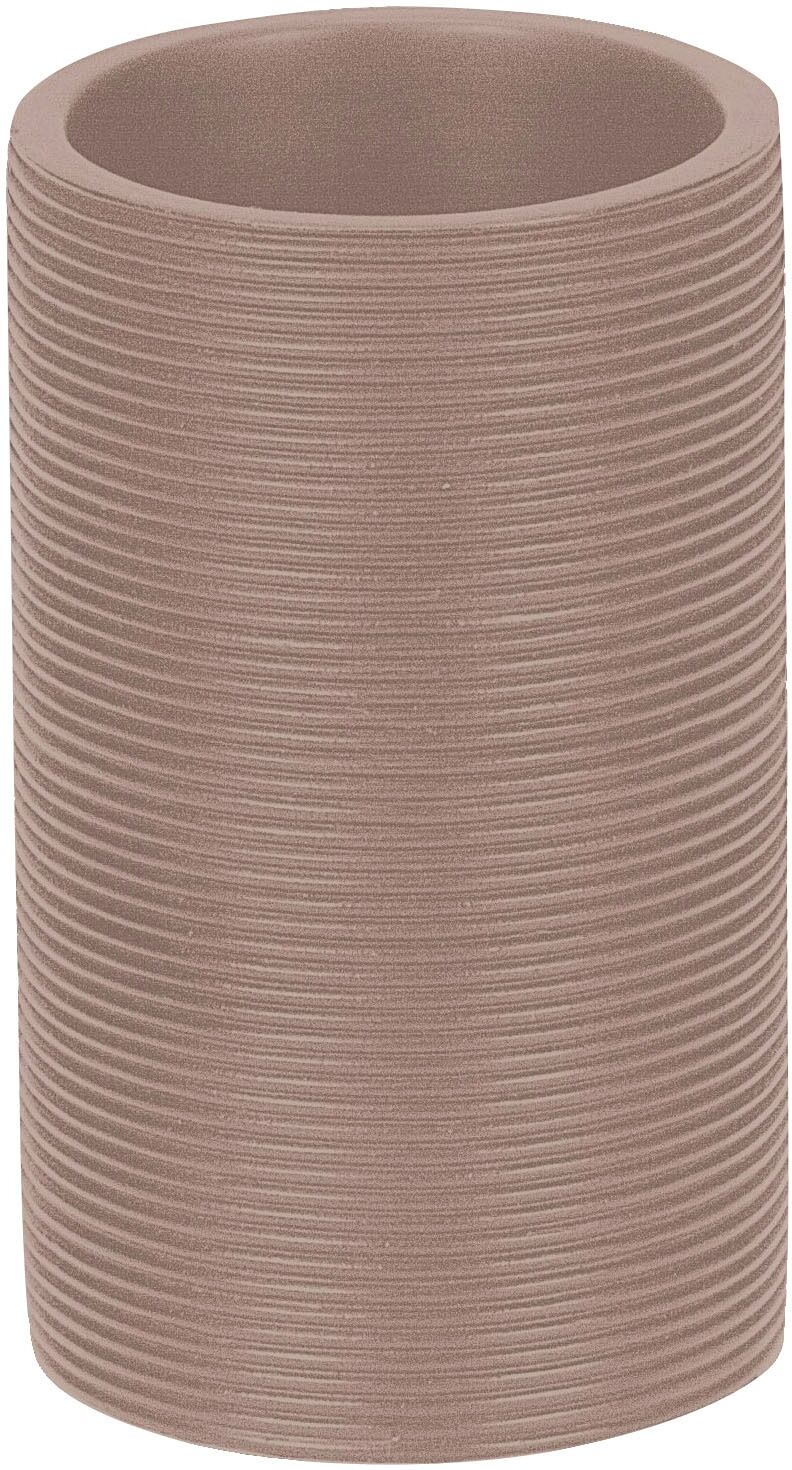 Zahnputzbecher KLEINE WOLKE "Kyoto", beige (macadamia), B:6,6cm H:11cm L:6,6cm, Polyresin, Zahnputzbecher, Zahnputzbecher macadamia Einheitsgröße