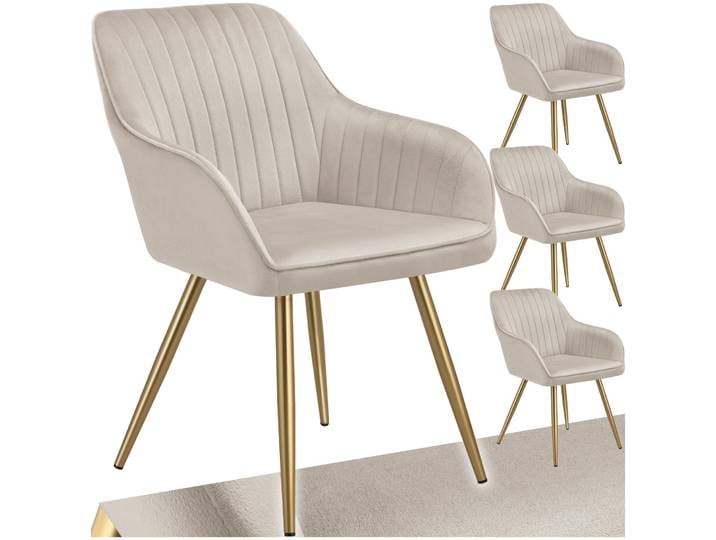 Stuhl Marilyn, Samtoptik, gesteppt - taupe/gold, 4er Set