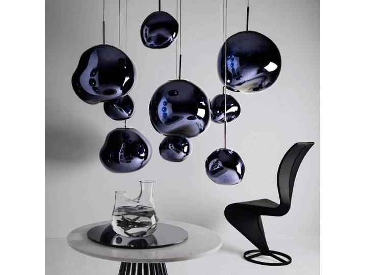 Design hanglamp Melt Mini, dimbaar, alu / grijs / zink, Woon-/ Eetkamer, Kunststof, Design, hanglamp