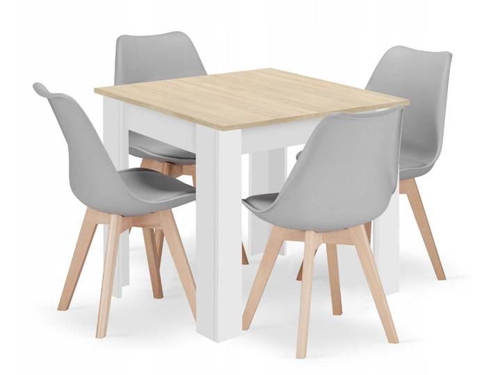 Ensemble Repas - Leobert - Mark - Chêne/Chêne Sonoma/Gris - 80 X 80 Cm - 5 Pièces