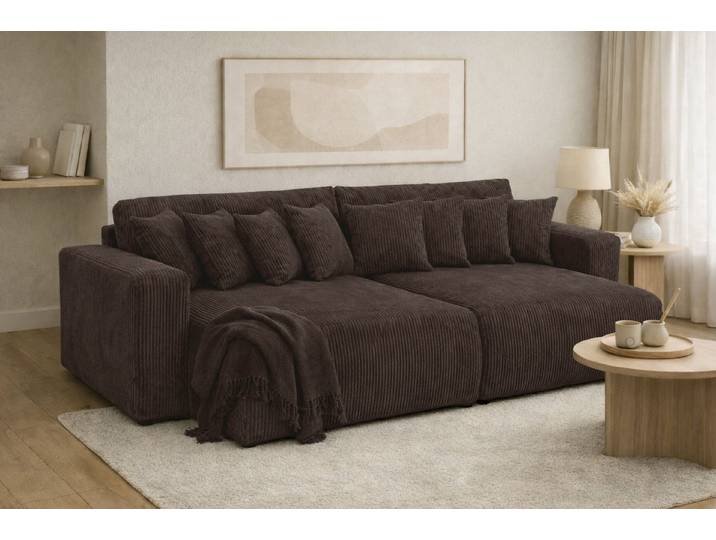 Kaiser Möbel Schlafsofa, Cordstoff Poso, PIANO DOUBLE, Große Liegefläche, Tiefe Sitzfläche, Cordstoff mit markanter Struktur