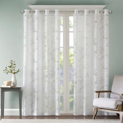 Madison Park Leilani Palm Leaf Burnout Window Curtain Sheer