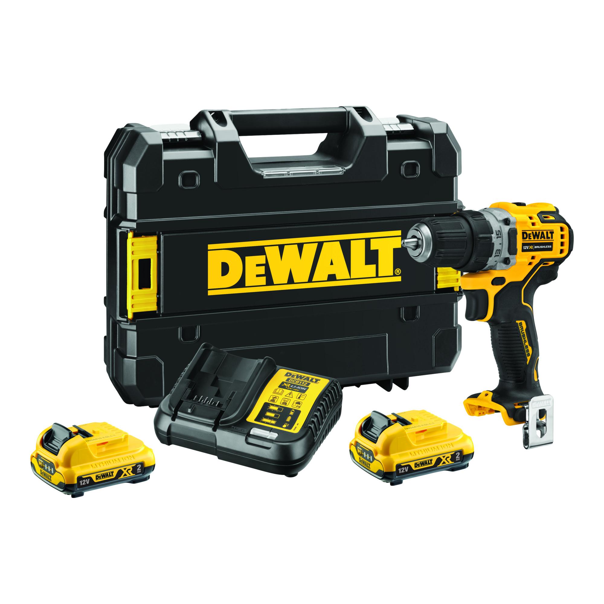 DeWalt DCD701D2-QW Akku-Bohrschrauber 12V 2 Ah bürstenloser EC-Motor 2-Gang-Vollmetallgetriebe T-STAK-Box)