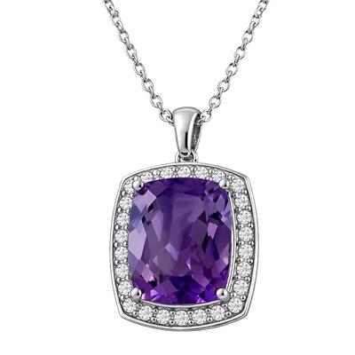 Kette mit Anhänger FIRETTI "Schmuck Geschenk Silber 925 Halsschmuck Halskette Kissenform", lila (silberfarben, kristallweiß, lila), Halsketten, Damen, Silber 925 (Sterlingsilber), L: 45, mit Zirkonia (synth.), Amethyst