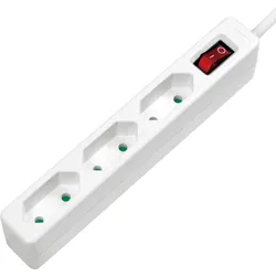 LOGILINK LPS230 - Steckdosenleiste, 3-fach EURO, schmal, 1,5 m, weiß, mit Schalter