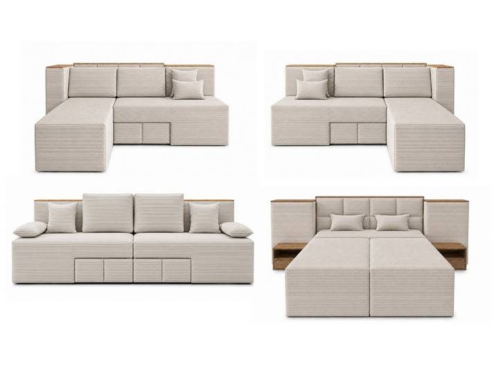 Labett Schlafsofa SmartLiving 4in1 - Sofa, Ecksofa links, rechts & Bett 140x200 Sofabett, Bettcouch, Multifunktionales Sofabett, Sofa, Ecksofa, Bett 140x200