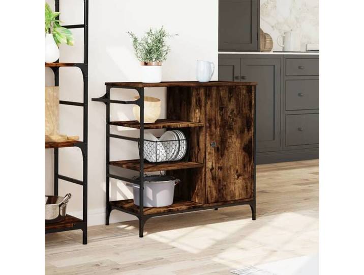 Décoratif - Chariot & îlot - Chariot de cuisine - Desserte de cuisine - chêne fumé 87 5x38 5x84 5cm - bois ingénierie con4822168