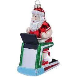 Holly & Jolly 1 Christbaumschmuck Glas 13,5cm Weihnachtsmann Fitness Figur Weihnachtsbaum Anhänger Christbaumanhänger Weihnachtsdeko Winter Glasfigur Rot