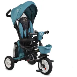 Byox Dreirad Flexy Lux 3 in 1 Tricycle, klappbar, Gummireifen, drehbarer Sitz türkis