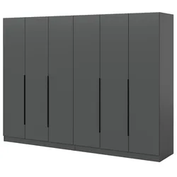KLEIDERSCHRANK grau 6-türig 240 x 181 cm, Drehtürenschrank mit Kleiderstange