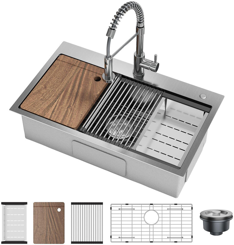 Metro Lane 457.2mm W Single Bowl Stainless Steel Undermount Kitchen Sink Stainless Steel
