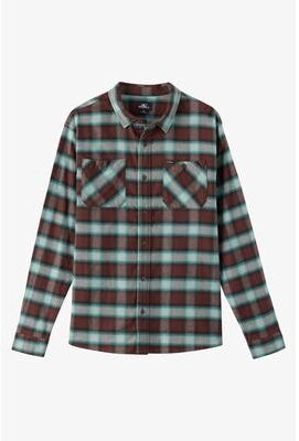 O'Neill s Coastline Flannel Long Sleeve Shirt in Chocolate, Size Small, Spandex