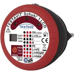 Testboy, Multimeter, Testavit Schuki 1LCD Steckdosenprüfgerät (CAT II 300V, Prüfstecker)