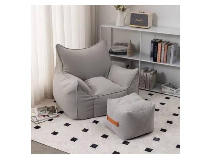 KUNYOS Wohnzimmer-Sitzsack-Sofas, Relax-Schlafzimmer, Lazy-Sofa, Flauschige, Bequeme Einzel-Personen-Stühle mit Fußpedal(Grey)