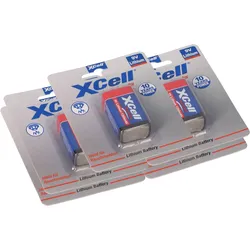 5x XCell X9V-B Lithium 9V Block Batterie 1200mAh im Blister - passend für Rauchmelder & Sicherheitstechnik