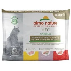 Almo Nature HFC Natural 3 Sorten mit Huhn 6x55g Beutel Multipack Katzennassfutter