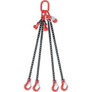 SEWOTA Kettengehänge Traglast 4,25 t, 4-Strang, 8 mm Kettenstärke, GK 8, Gabelkopf- & Verkürzungshaken, 4 m