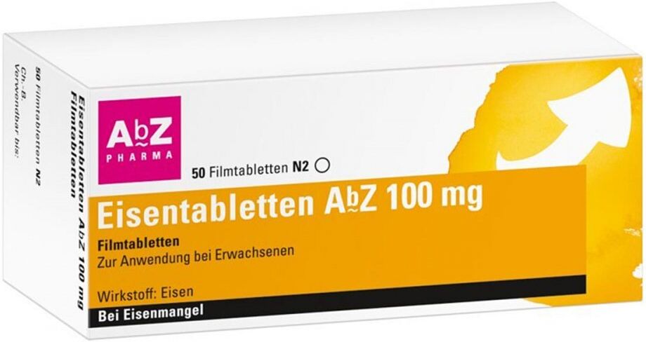 Eisentabletten AbZ 100mg zum Ausgleich eines Eisenmangels