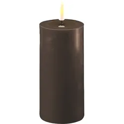 Deluxe Homeart LED Stumpenkerze Real Flame mokka, Ø5 x H10cm, mokka
