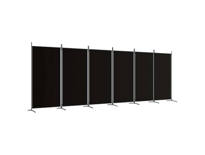 vidaXL Paravent 6-TLG. Raumtrenner Raumteiler Trennwand Umkleide Sichtschutz Spanische Wand Wohnzimmer Schlafzimmer Schwarz 520x180cm Stoff