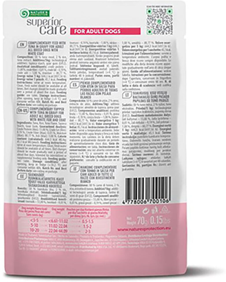 NATURES PROTECTION Nature's Protection Superior Care White Dogs Busta Multipack 24x70G TONNO