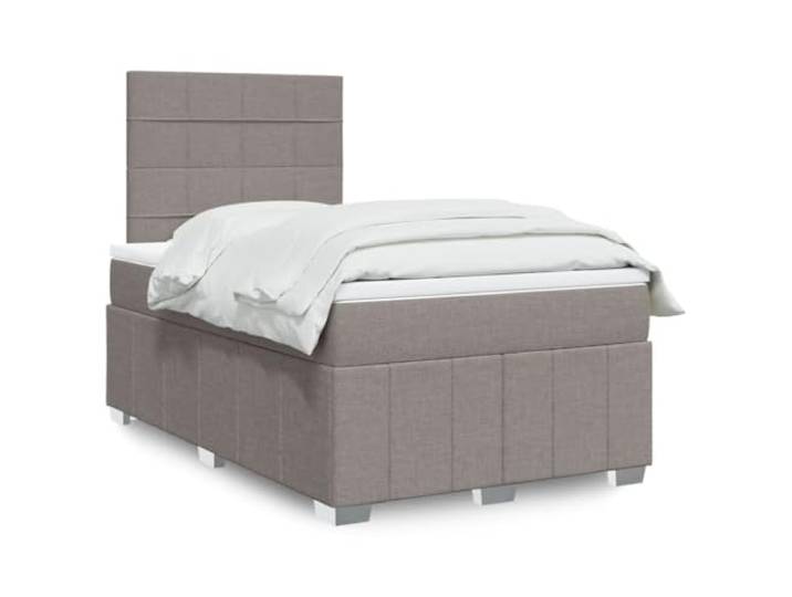 KGTKGTYER Boxspringbett 120x200 cm Stoff Taupe Taschenfederkernmatratze Höhenverstellbares Kopfteil, Inklusive Auflage, Atmungsaktiv
