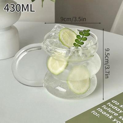 Uplifted Finds Creative Wave Shape Glass Tumbler High Performance Transparent Ripple Mug For Iced Coffee & Tea s5